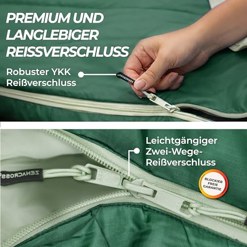 Schlafsack Erwachsene Kinder Sommerschlafsack 100GSM 900g Grün – Ansicht 5