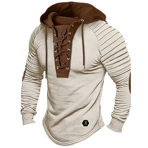 Mymyguoe Sweatshirt pour homme oversized, fin, style viking médiéval, manches longues, basique,...