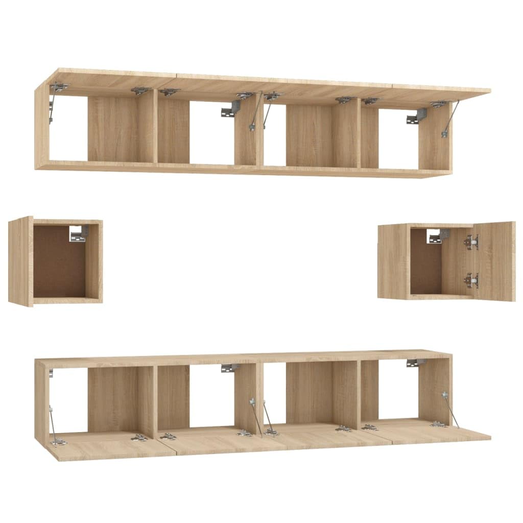 vidaXL Set di Mobili Porta TV 6 pz Rovere Sonoma in Legno Multistrato