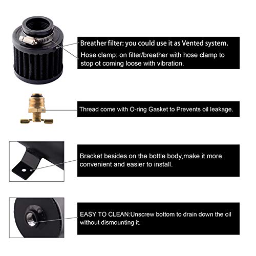 750ml Oil Catch Can Universal öLauffangbehäLter Tank Atmungsaktiver MotoröLbehäLter öLfangdose Mit EntlüFtungsfilter Auto Modifikation ZubehöR Treibstofftanks Silber