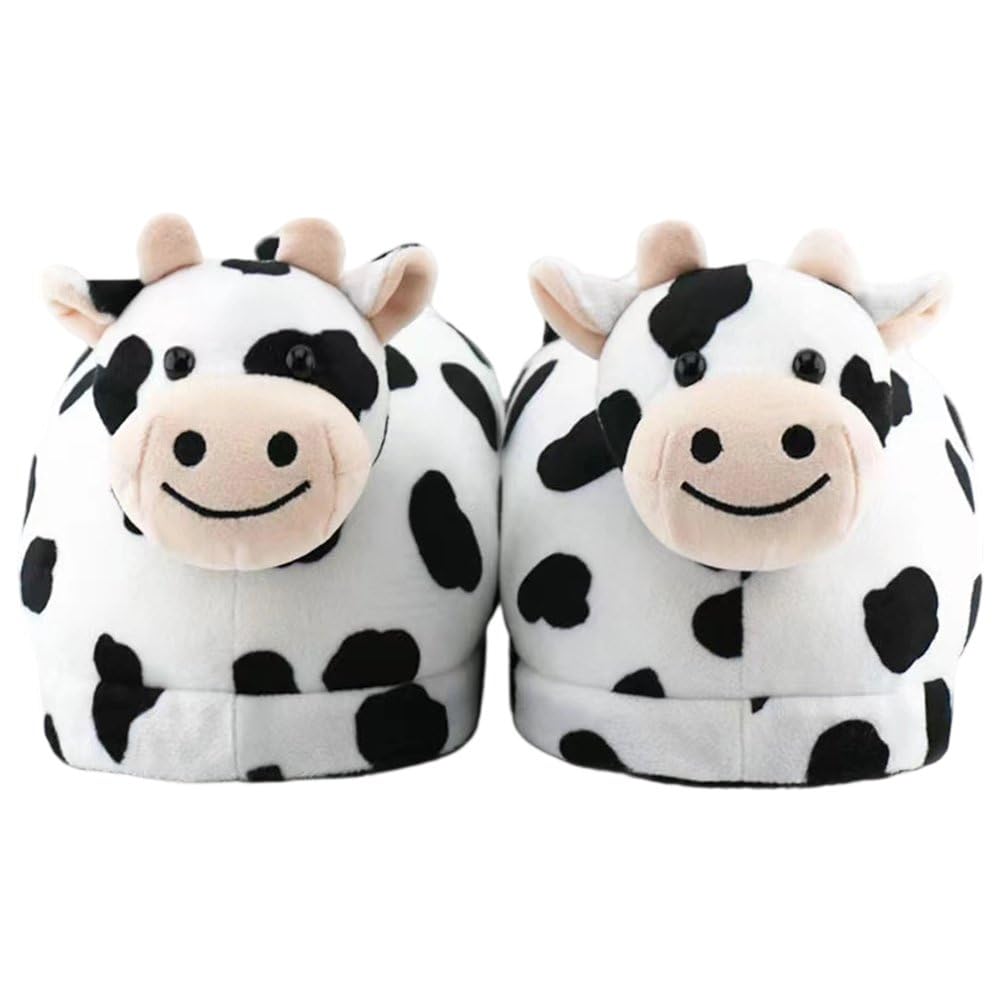 Pantoufles vache chaudes et confortables en peluche pour l'hiver