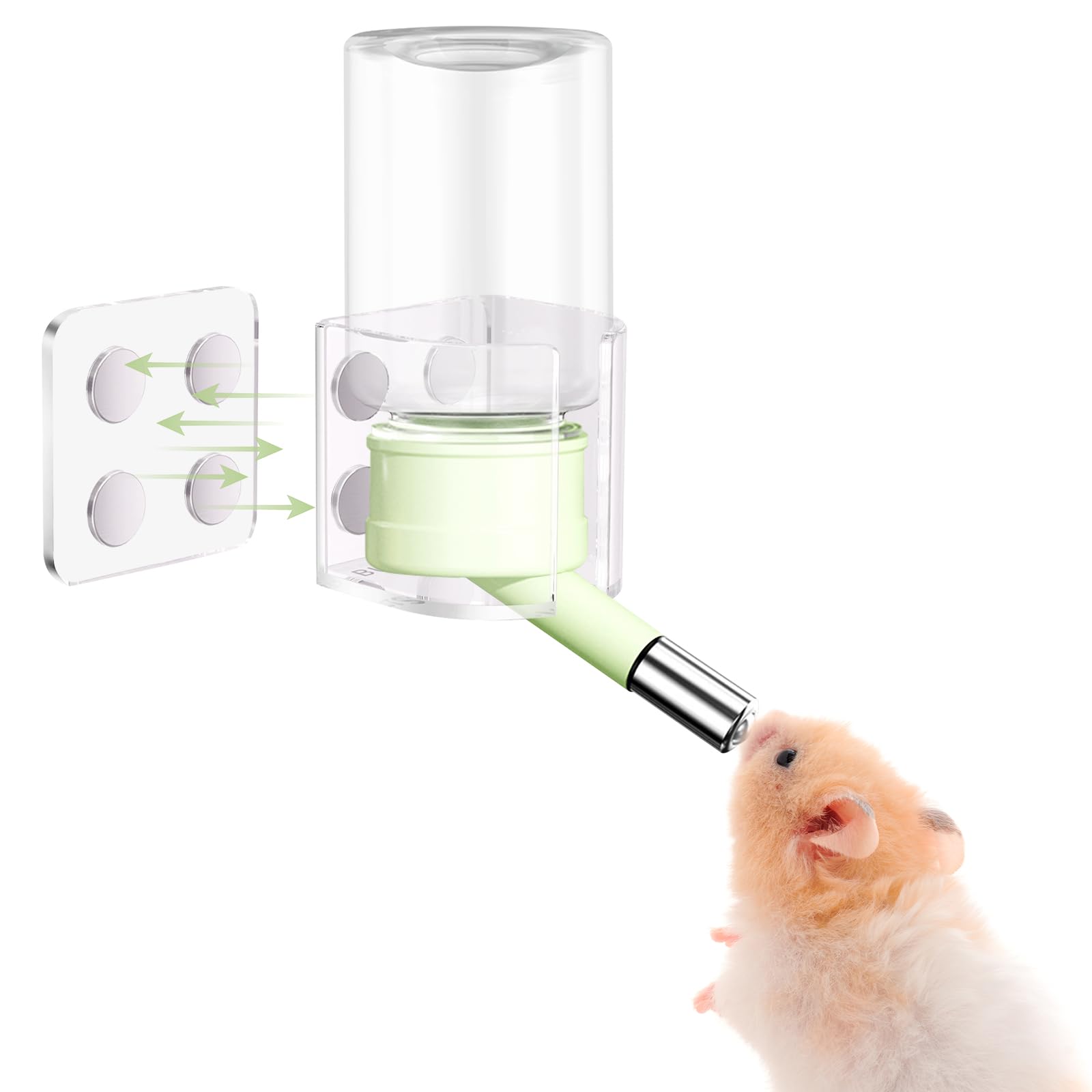 Hamster Water Bottle with Magnetic Stents,Guinea Pig Water Bottle No Drip,Small Animals Water Bottle Dispenser for Glass Tank,for Hamster Guinea Pig