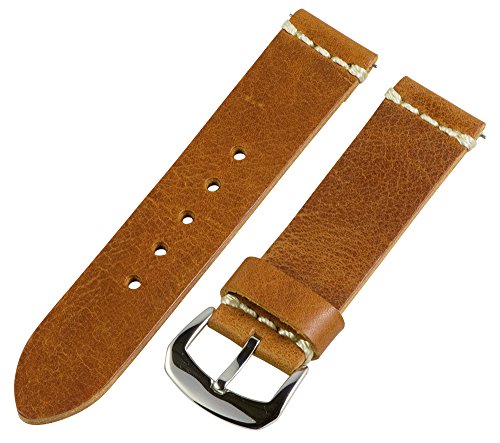 Clockwork SynergyÂ® Dapper Collection - 18mm Light Brown Worn Leather Watch Band