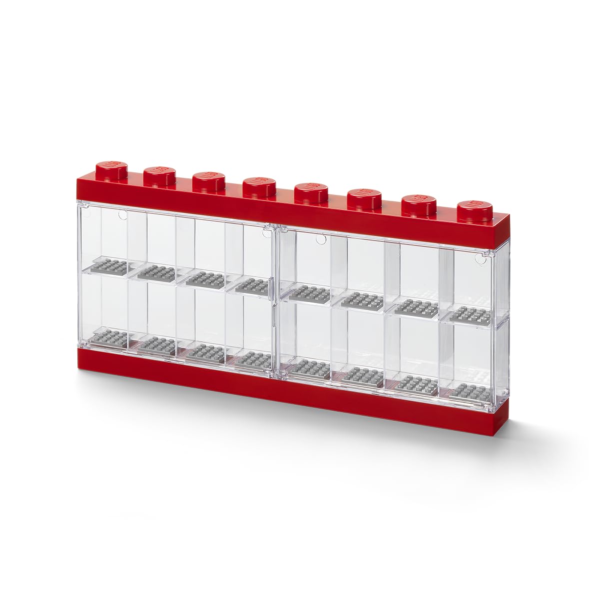 LEGO Minifigure Display Case 16 Red, Stackable Container for Wall or Desk, Space for 16 Minifigures, Home Office Display Cabinets LEGO storage