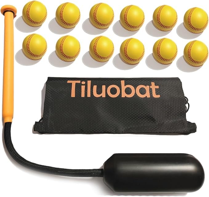 Tiluobat The Yellow Baseball Rope Swing Training bat Comes with 12 Training Balls and 1 bat