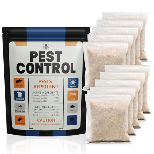 Pest Control Pouches Peppermint Mouse Repellent Mosquito Repellent Nature Repel Rodents Mouse Mice Rats Ant Roach Moths & Other Pest for Indoor & Outdoor Use - 10 Pouches