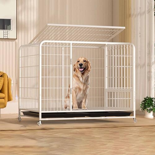 Jaula para perros con ruedas, bloqueo a prueba de fugas y fácil instalación para perros pequeños a medianos, construcción de acero duradero