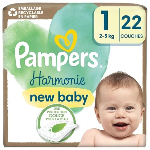 Pampers Harmonie Baby Lot de 22 couches Taille 1 2 kg à 5 kg