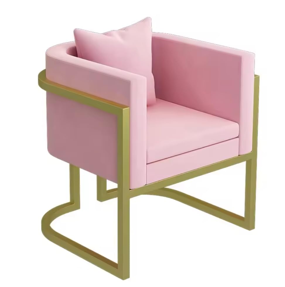 Cris Nails Sillón Individual de Material Polipiel con Patas Doradas metálicas con Almohada tapizada para salón Silla estética de Espera manicura, Color Rosa