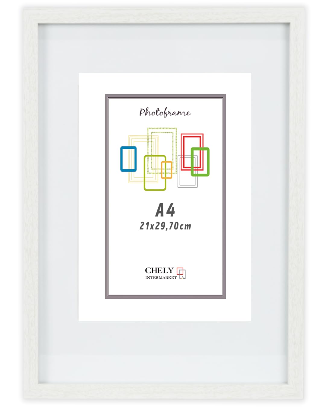CHELY INTERMARKET Marco con paspartu A4 (Int 15x20cm) Blanco MOD 351 cuadro ideal para fotos