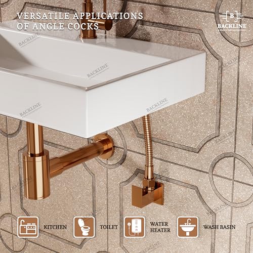 Image of B Backline Brass Angle Valve For Bathroom | 100% Solid Brass Heavy-Duty, Leakproof | Angle Stop Cock | Single Way Cock Ideal for Bathroom, Toilet & Kitchen Use (Rosegold)