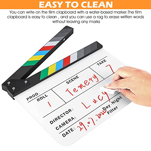 Image of ZIBUYU Movie Clap Board Stage Prop Acrylic Studio Camera Photography Director Film Clapper Board Clapboard Size - 10''x12 inch