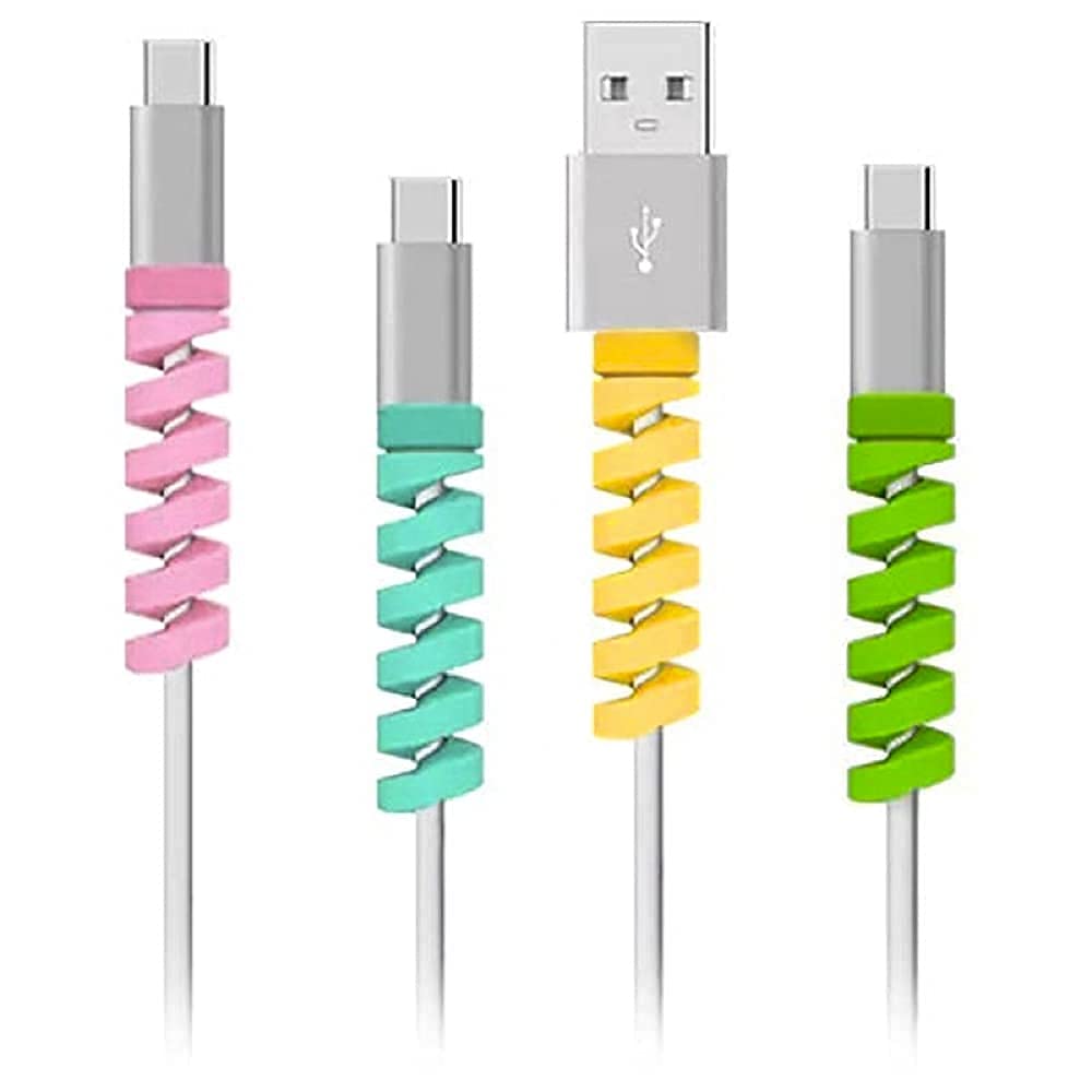 Esselkay 16 Pieces Charger Cable Saver, Silicone Flexible Cable Wire Protector, Mouse Cable Protector, Suit for All Cellphone Data Lines (Pack of 4, Black, Pink, Blue, Green)-image-43