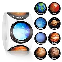 500PCS Planet Stickers Solar System Sticker for Kids, 1.5 Inch Space Stickers Roll Science Educational Space Decorations for Classroom