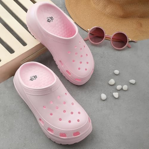 Image of Liberty A-HA Pink & White Clogs for Women - EVA Slip-On, Comfort