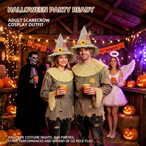 SWIMMORY Scarecrow Costume Women Men Adult，Accessories Set for Halloween - image 5