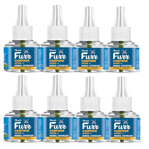 Image of Camphor Active++ Liquid Vapouriser Double Power Mosquito Repellent Vaporiser Refill No Kerosene Oil Poison Free Non- Toxic Chemical-Free (45ml,Pack of 8)