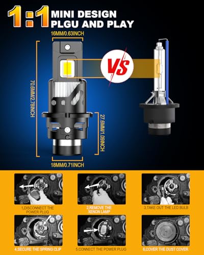 Bombillas D2S LED 800% más brillante para faros delanteros xenón blanco de alta potencia 4