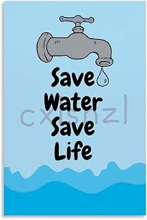 Save Water Save Life Poster Water Saving Posters Canvas Painting Posters And Prints Wall Art for Living Room Bedroom Decor 12x18inch(30x45cm) Unframe-style