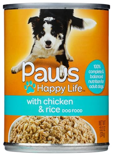 Paws, Happy Life Dog Food with Chicken & Rice, 13.2 Ounce