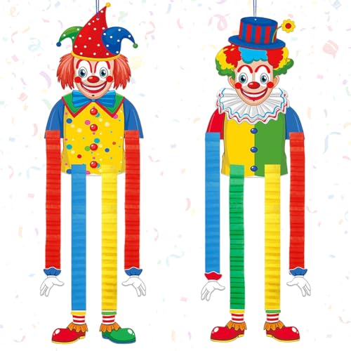 Bandeira de palhaço para carnaval, decoração de palhaço, ornamento suspenso porta parede circo, decoração de festa de carnaval carnevale, festa com tema - 2 peças