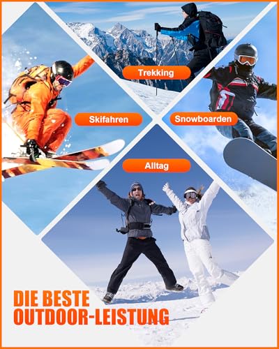 Niofind Merino Skisocken Herren Damen 2 Paar, Vollfrottee Thermosocken Warme Wintersocken, Feuchtigkeitsableitende Skistrümpfe für Kaltes Wetter Skifahren Snowboarden Wandern Jagen