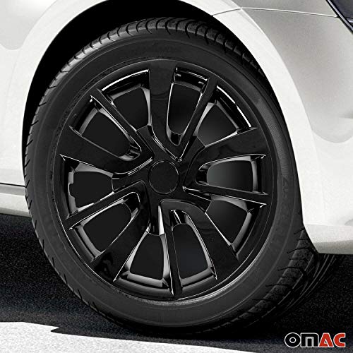 Omac Wheel Rim Covers, 15 Inches Hubcaps For Car, Suv, Truck, Abs Plastic, 4 Pieces Set, Black #TOP2