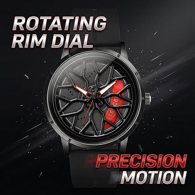 Image of Men's Sport Quartz Watch Car Wheel Multicolour Dial Wheel Dial 360 Rotating Casual Fashion Stainless Steel Alloy Mens &Boy's Luxury Metal Gift Creative Watch