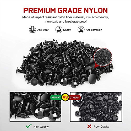 Nilight 240PCS Bumper Retainer Clips with Fastener Remover Car Plastic Rivets Fasteners Push Retainer Kit -Door Trim Panel Clips for Toyota GM Ford Honda Acura Chrysler,2 Years Warranty