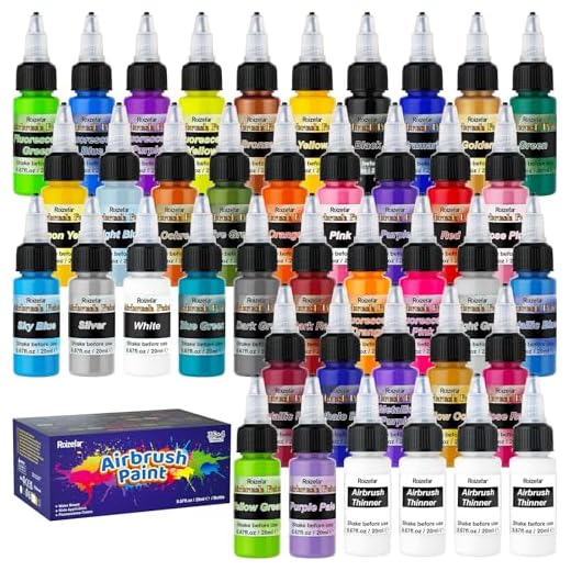 Roizefar Airbrush Paint, 36 Colors with 4 Thinner Airbrush Paint Set, Water-Based Air brush Paints Acrylic Ready to Spray Includes Metallic & Neon Colors, 20ml/Bottle