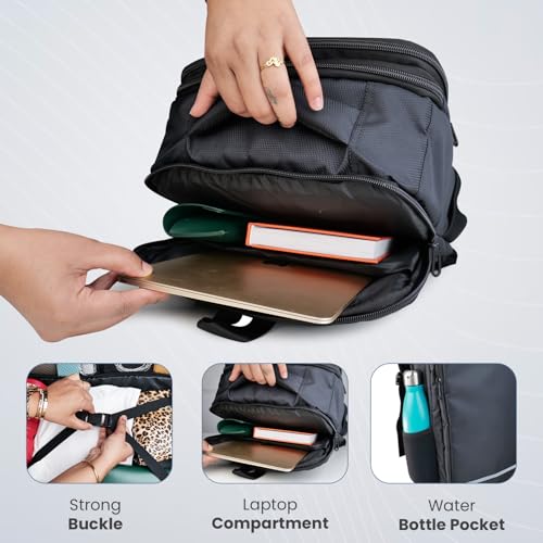 Image of Portronics Elements U 2-in-1 Laptop Backpack & Luggage Bag with Spacious Compartments, for Laptops up to 15.6 Inches, Water-Resistant Fabric, Convertible Design, Secure Buckle, Unisex, Dark Grey