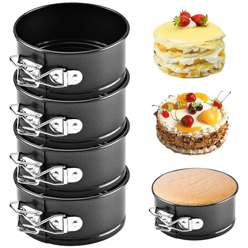 Mini Springform Cake Pans - Set of 4, Non-Stick & Removable Bottom - 4” Diameter, Perfect for Cheese Cakes, Pies, Quiches & More – Ideal for Home Bakers & Pros Mini Springform Cake Pans - Set of 4, Non-Stick & Removable Bottom - 4” Diameter, Perfect for Cheese Cakes, Pies, Quiches & More – Ideal for Home Bakers & Pros