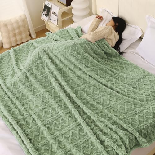Image of HOKIPO Fleece AC Blanket Double Bed Queen, 200X230 Cm / 6.5X7.5 Feet, Pistachio Green (AR-5743-GRN)