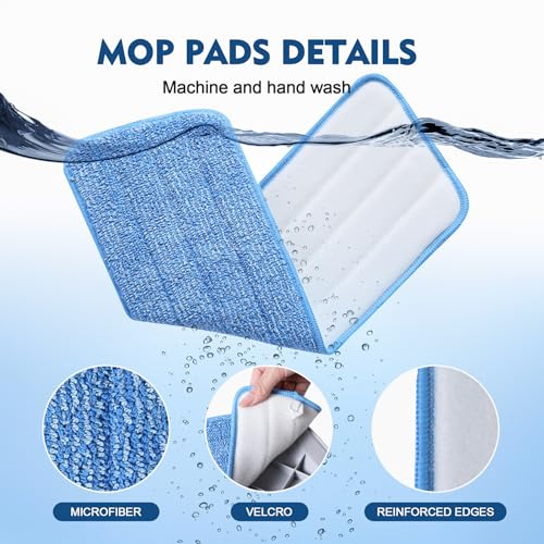Image of 3 Pack Microfiber Mop Pads | Mop Replacement Pads Refills, Floor Spray Mop Pads, Wet Mop Pads, Reusable Pads, Suitable for All Spray Mops Cleaning