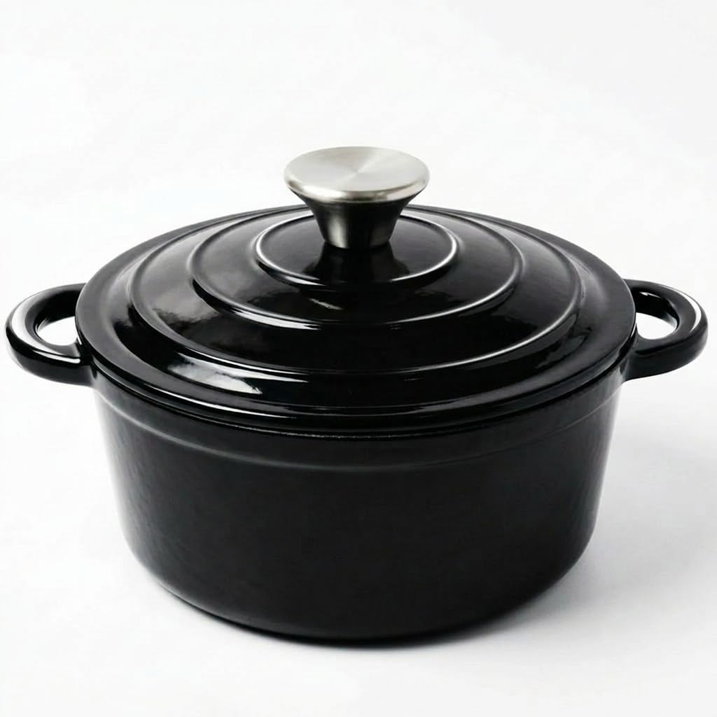 Gusseisen Topf Schmortopf mit Deckel Brotbacktopf Kasserolle Dutch Oven, Induktionsgeeignet, Backofenfest bis 260°C, Spülmaschinenfest, Ideal für Eintöpfe/Roaste