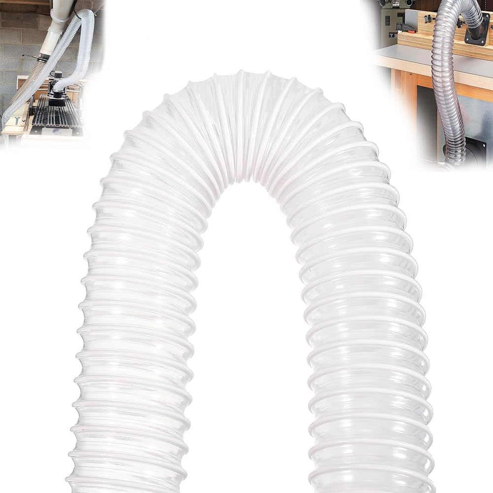 30 50 60 100 120 140 160 180 200mm Tuyau De Collecte De Poussière Ultra Flexible Tuyau De Fumée Transparent Tuyau D'aspiration pour Le Travail du Bois(3m/9.84ft,40mm-1 3/5")