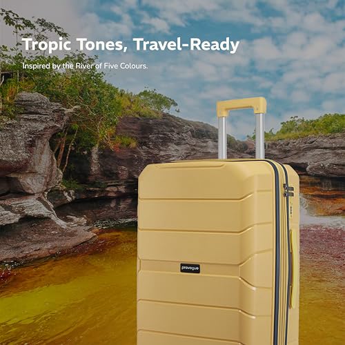 Image of Provogue Cascade Hard-Sided PP Trolley Bag Set of 3 | Expandable Space with 8 Wheels Trolley Bags for Travel |Lightweight with Combination Lock|5 Year Warranty (Golden Yellow)
