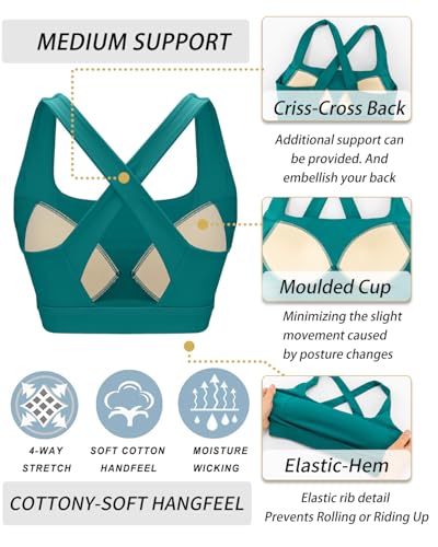 Image of RUNNING GIRL High Impact Sports Bras for Women, High Support Running Strappy Women's Sports Bra with Sewn in Pads