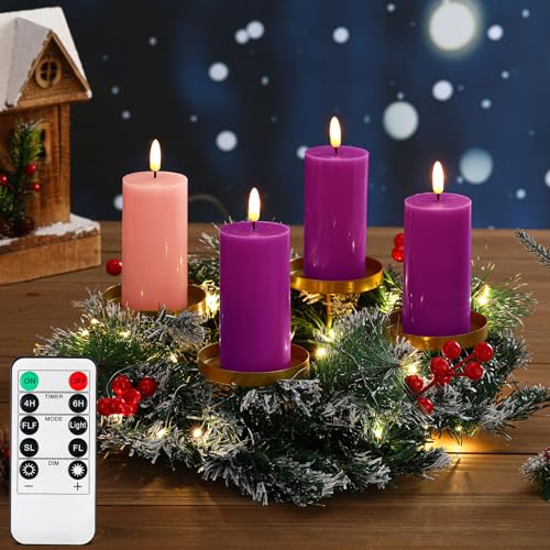 Couronne de l'Avent double anneau et bougies LED pour illuminer votre table de Noël