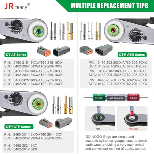 Image of ST2163 Deutsch Crimp Kit,ACT-HDT Solid Contacts Crimp Tool with 3 Positioners and G454 Gauge for Deutsch Size 12 16 20 Turned Pin and Socket Terminals Work with Deutsch DT DTM DTP Series Connectors