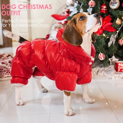 AOFITEE Hundemantel, warme Hundejacke, Ganzkörper-Wintermantel, Schneeanzug für Hunde, wasserdichte Welpenpufferjacke, Schneemäntel mit Beinen, Haustier-Fleeceweste, Kaltwettermäntel für kleine Hunde
