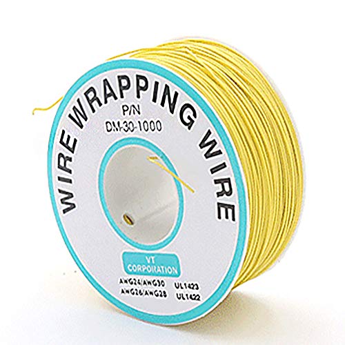 Amarillo 250 m color aislamiento Cable de prueba de embalaje Cable de cobre estañado Cable sólido 30AWG 0.25mm para portátil prueba electrónica de embalaje de alambre Cover