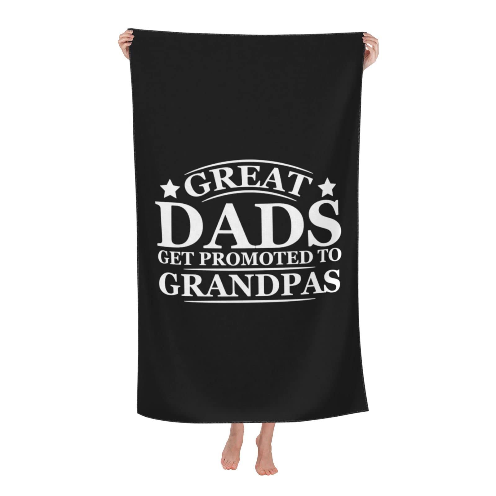 LSRCPD Beach Towels Great Dads Get Promoted To Grandpas, White Travel Sports Camping Swimming For Men Women 80X130Cm