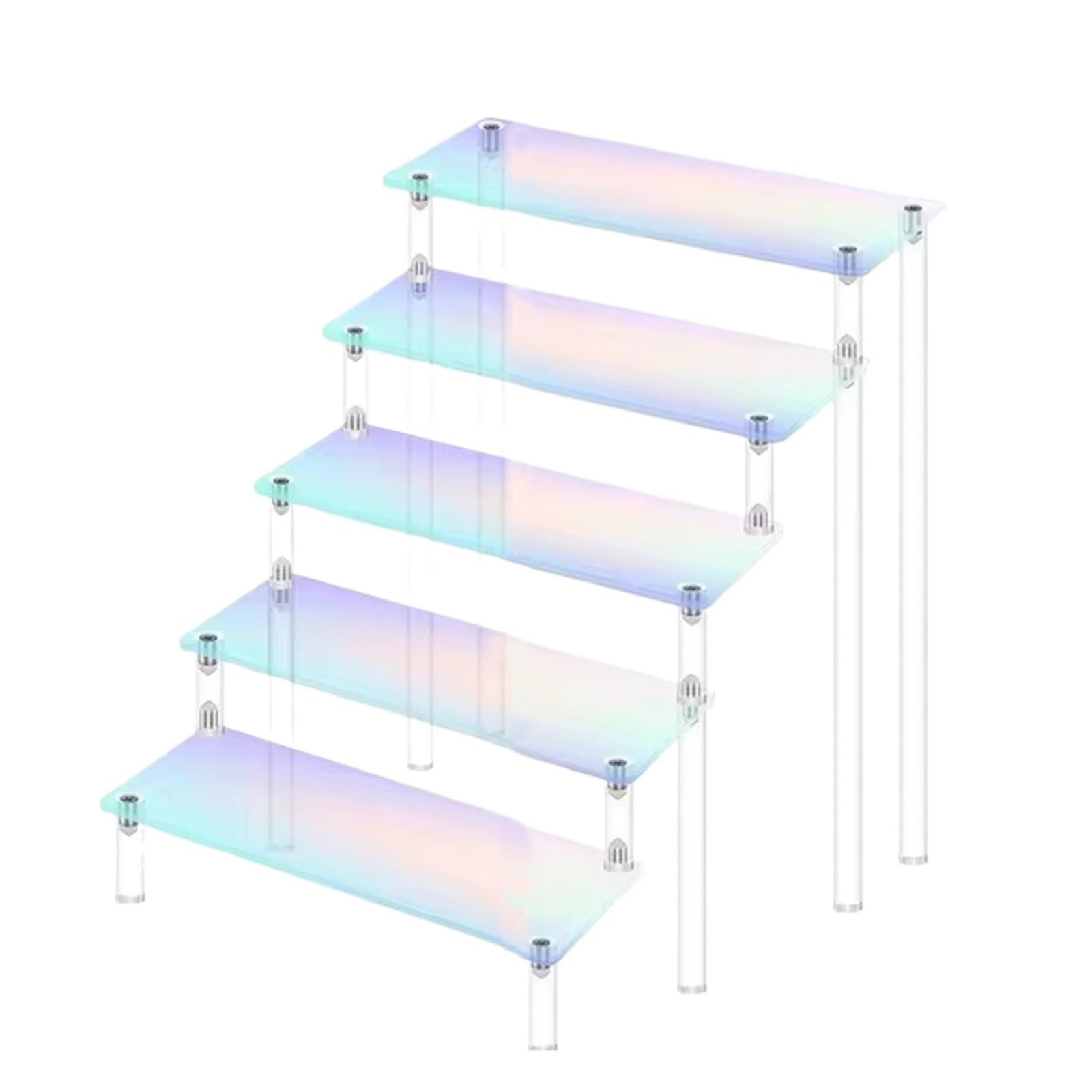 QuxetlRyz Perfume Organiser Display Risers 1-5 Tier Iridescent Display Risers Stand Shelf for Figures Collectibles Cupcakes Perfumes Jewel Decorating & Organizing(30cm 5 layers)