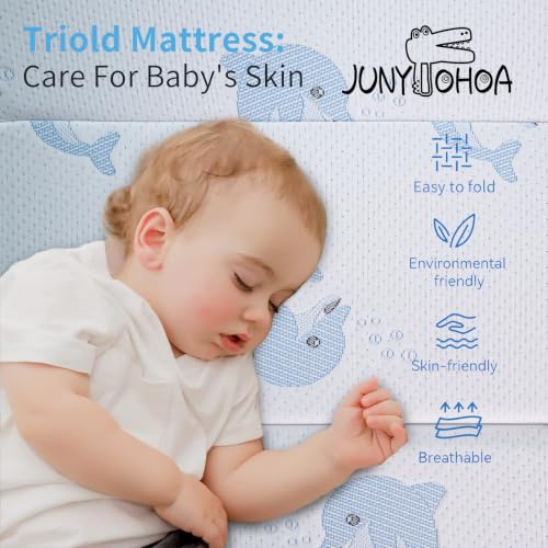 Image of Trifold Pack and Play Mattress (38 inchx26 inchx3 inch) - Dual-Sided Soft & Firm Memory Foam Mattress, Foldable Portable Crib Mattress with Carrying Bag, Breathable & Washable Cover, Fits Standard