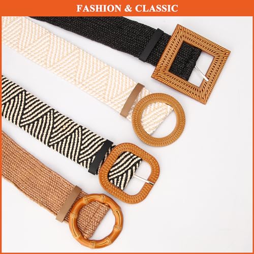 Vintage Women's Straw Woven Belts Boho Skinny Elastic Waist Strap Classics Ladies Dresses Knit Wide Belts2