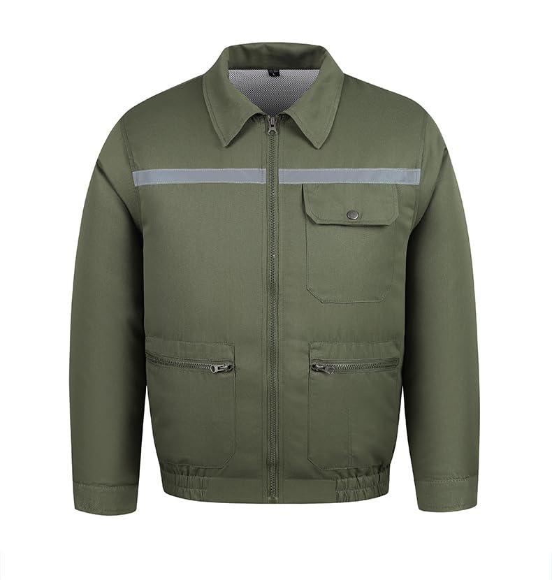 Work Uniform Jacket with Cooling Fans, Reflective Strip, Multiple Pockets, Available in Camo, Navy, Gray, Green