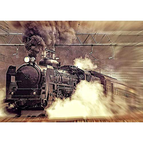 Viiegor Diamond Painting Kits Complets Fumées Train Fumée, Broderie Diamant Painting Complet Paysage, Peinture Diamant Point De Croix Diamant Arts Craft Pour Home Décoration Murale 30x40cm Cover