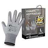 Guanti antitaglio - 5 paia taglia L - guanti resistenti al taglio livello 5 certificazione...