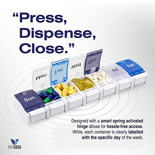 Medcosa 7 Dagen Pill Case | Vaarwel gemorste Pillen | Wekelijkse Medicine Organizer | Supplement Box met 7… - Image 3